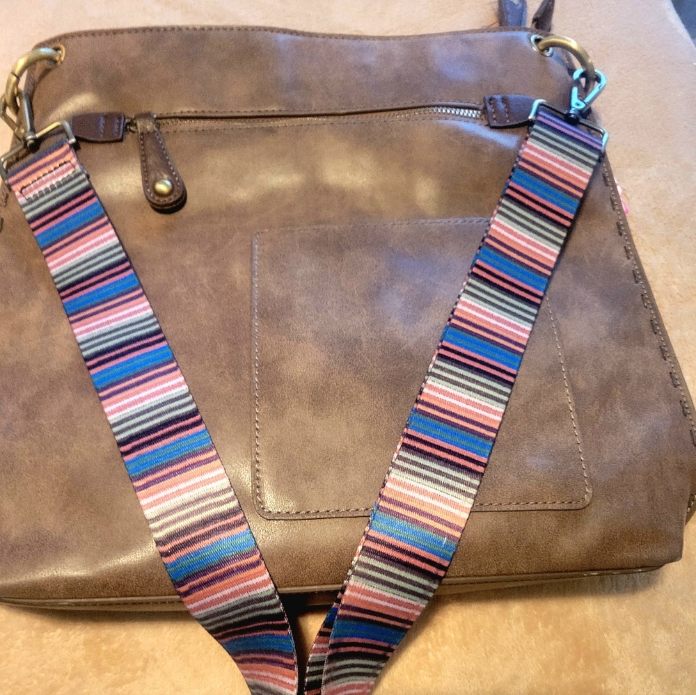 Shiraleah Brown Crossbody Bag with Multicolor Strap. Excellent Condition.